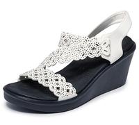 Skechers Damen Rumble on-Sassier DayZ Keilsandalen, Weiss/opulenter Garten, 38 EU