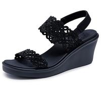 Skechers Cali Women's Damen Rumble ON-Sassy DayZ Keilsandale, schwarz/schwarz, 40 EU