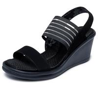Skechers Damen Rumblers Sci-fi Keilsandale, Schwarz/Schwarz, 35.5 EU