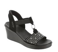 Skechers Damen Schlupfsandalen mit Keilabsatz, Schwarz, 40 EU