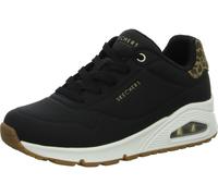 Skechers Damen UNO Jungle Nite Sneaker, Black Durabuck/Leopard Printed Suede/Mesh Tr, 39 EU