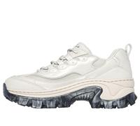 Skechers Damen Sneakers, Cremefarbenes Lackleder, Durabuck-Mesh-Besatz, 41 EU