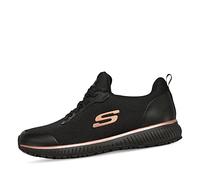 Skechers Damen Squad Sr Trainers, Black Flat Knit /Rose Gold Trim, 39 EU