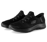 Skechers Damen Summits Classy Night Sneaker, Black Mesh/Black/Rose Gold Trim, 38.5 EU