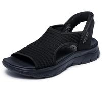 Skechers Damen Summits Sandal Sweetly Evolved Sportsandale, Black Knit, 42 EU