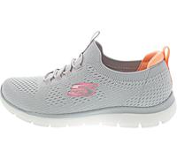 Skechers Damen Summits Top Player Sneaker, Grauer Strick, rosa Korallenbesatz, 39.5 EU