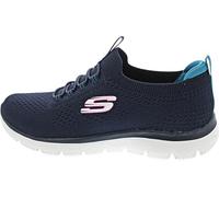 Skechers Damen Summits Top Player Sneaker, Marineblauer Strick, blaugrün-rosa Rand, 42 EU