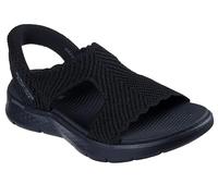 Skechers Damen T-Riemen Sandalen flach, Schwarz/Schwarz, 39 EU