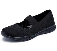 Skechers Damen technisiert gestrickt, (Seager-Power Hitter-Engineered Knit Mary Jane), schwarz/schwarz, 35 EU
