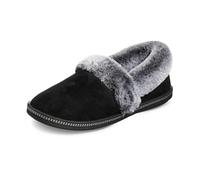 Skechers Cozy Campfire - Team Toasty Flache Hausschuhe Damen, Schwarz (Black Microfiber Suede/Faux Fur Line Blk), 36 EU