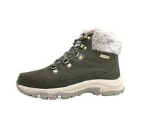 Skechers Damen Trego Snow Worries Stiefelette, Olivfarbenes Veloursleder, Duraleather-Kunstfell, 36 EU