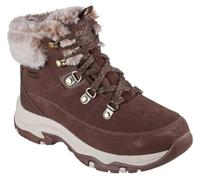 Skechers Damen Trego Snow Worries Stiefelette, Schokoladenbraunes Wildleder, Duraleather-Kunstfell, 39 EU