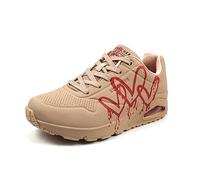 Skechers Damen UNO Dripping in Love Sneaker, Natürlich mit rotem Aufdruck Duraleather Natura, 37 EU