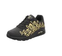 Skechers Damen UNO Golden HeartSneaker, Schwarze Durabuck-Gold-Mylar-Stickerei, 42 EU