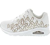 Skechers Sneaker UNO-GOLDEN HEART Damen Lederimitat weiß roségoldfarbene Mylar-Stickereien Gr. 37