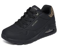 Skechers Damen UNO Jungle Nite Sneaker, Black Durabuck/Leopard Printed Suede/Mesh T, 35.5 EU