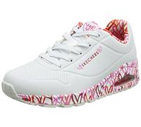 Skechers Damen UNO Loving Love Sneakers, White Durabuck/Red&Pink Mesh Trim, 37 EU