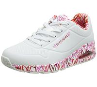 Skechers Damen UNO Loving Love Sneakers, White Durabuck/Red&Pink Mesh Trim, 41 EU