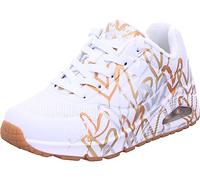 Skechers Damen Uno Metallic Love Trainers, White And Multi Metallic Heart Print Durabuck, 37 EU