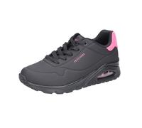 Skechers Damen UNO Pop Back Sneaker, Black Durabuck/Hot Pink Suede Trim, 38.5 EU