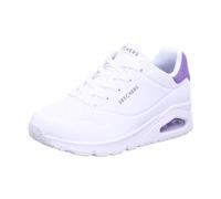 Skechers Damen Uno Pop Back Sneakers, White Durabuck Purple Suede Trim, 38 EU
