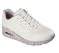 Skechers Damen UNO-Safari Time Sneaker, Weiß/Leopard, 39 EU