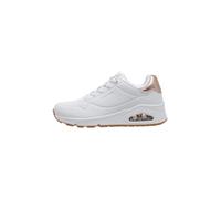 Skechers Damen UNO - Shimmer Away Sneakers, White Durabuck, Rose Gold Duraleather/Mesh Tr, 36.5 EU