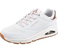 Skechers Damen UNO Shimmer Away Trainers, White Durabuck, Rose Gold Duraleather/Mesh Tr, 35 EU