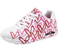 Skechers Damen UNO Spread The Love Sneakers, White W Red and Pink Heart Print Durabuck M, 38 EU