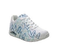 Skechers Damen UNO Spread The Love Trainers, White Duraleather/Blue Heart Print Trim, 38 EU