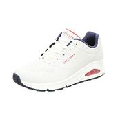 Skechers Damen UNO Stand ON AIR Sneakers, WNVR White Durabuck / navy & red trimm, 38 EU