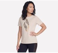 Skechers Diamond Cheetah Shorts Sleeve T-Shirt in Natur/Braun, Größe XL