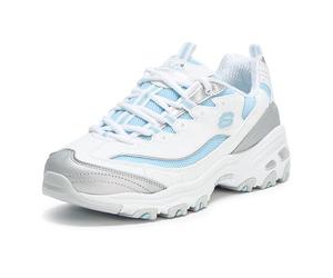 Skechers D'Lites-Chromatic Damen-Sneaker, Weiß/Silber/Hellblau, 39 EU