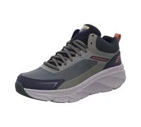 Skechers D'lux Walker 2.0 Schuhe für Herren, Olivfarbenes Rindsleder, Netzstoff, TPU, orangefarbener Rand, 49.5 EU