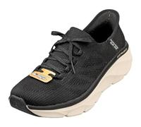 Skechers D'lux Walker 2.0 Thrill Movement Sneaker für Damen, Schwarzer, brauner Strickbesatz, 41 EU