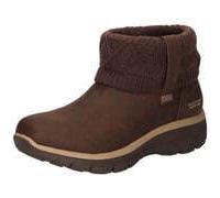 Winterboots SKECHERS "EASY GOING-", Damen, Gr. 41, braun (dunkelbraun), Lederimitat, Textil, Schuhe Winterboots, Winterstiefelette, Boots mit Strickeinsatz am Schaft (42974349-41) dunkelbraun