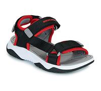 Sandale SKECHERS "TREAD SEEKER", Mädchen, Gr. 35, schwarz, rot, Textil, kontrastfarbene Details, Schuhe Sandale, Sommerschuh mit Klettverschluss, Größenschablone zum Download (31607808-35) schwarz, ro