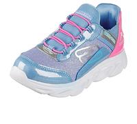 Skechers Flex Glide Sneaker, Blue & Pink Synthetic/Mulit Trim, 35 EU