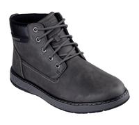 Schnürboots SKECHERS "GARLAN", Herren, Gr. 40, grau (dunkelgrau), Lederimitat, Schuhe Schnürboots, Schnürstiefel, Boots mit dämpfender Sohlentechnologie (94572607-40) dunkelgrau