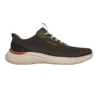 Slip-On Sneaker SKECHERS "GARNER", Herren, Gr. 41, olivgrün, Textil, Schuhe Slip-On Sneaker, Slipper, Schnürschuh mit Relaxed Fit (47384264-41)