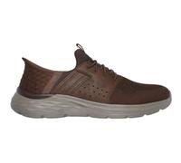Slip-On Sneaker SKECHERS "GARNER-NEWICK" Gr. 45, braun (dunkelbraun) Herren Schuhe Stoffschuhe mit praktischer Slip Ins-Funktion (36479624-45)