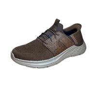 Slip-On Sneaker SKECHERS "GARNER-NEWICK" Gr. 45, braun (dunkelbraun) Herren Schuhe Stoffschuhe mit praktischer Slip Ins-Funktion (36479624-45)