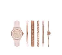 Skechers Geschenkset mit Quarz-Armbanduhr für Damen, Rosa