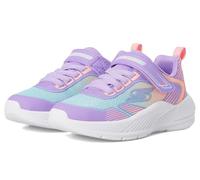 Sneaker SKECHERS "MICROSPEC ADVANCE", Kinder, Gr. 29, bunt (lavendel, multi), Textil, Lederimitat, kontrastfarbene Details, sportlich, Schuhe, Freizeitschuh mit Klettverschluss, Größenschablone zum Do