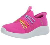 Skechers Girls' ULTRA FLEX 3.0 - BUNGEE FUN, Hot Pink/Multi, 4 Big Kid