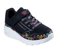 Skechers UNO Lite Heart Craze Sneaker, Black Synthetic/Multi Trim, 33 EU