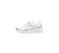Sneaker SKECHERS "UNO LITE", Kinder, Gr. 31, bunt (weiß, multi), Lederimitat, kontrastfarbene Details, sportlich, Schuhe, Klettschuh mit bunten Herzen, Größenschablone zum Download (11191153-31) weiß,