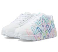 Skechers Girls' Uno Lite spread the Love, White/Purple/Turquoise, 4 Big Kid