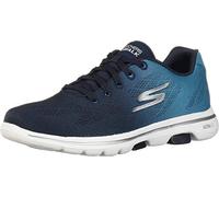 Skechers Damen Go Walk 5 - Alive Sneaker, Marineblau/Weiß, 37.5 EU