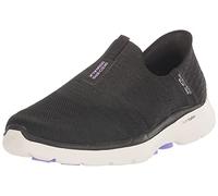 Skechers Damen GO Walk 6 Fabulous View Sneaker, Black Textile/Lavender Trim, 35 EU